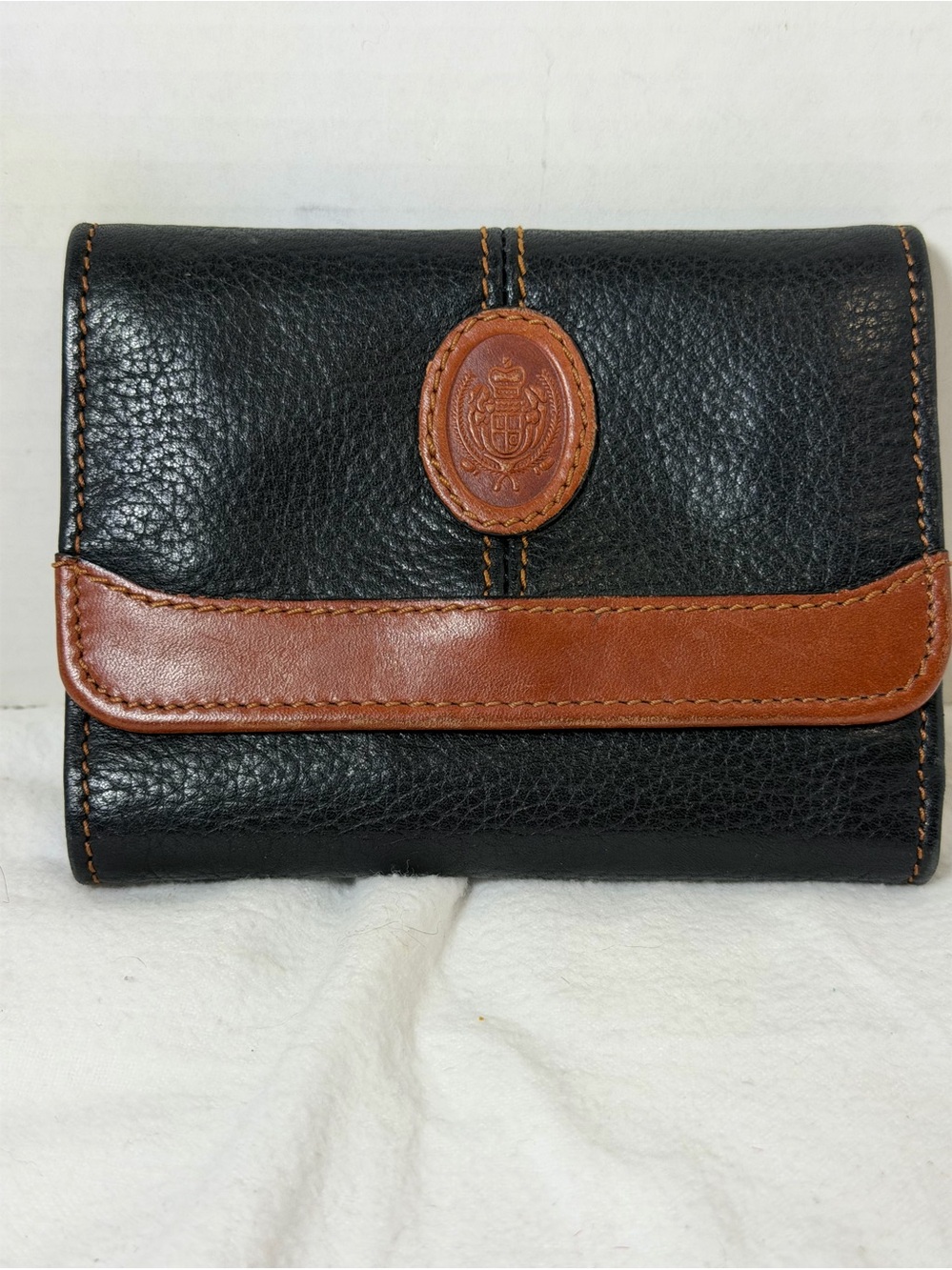 Leather Company Liz Claiborne Two-Tone Pebbled Leather Trifold Wallet